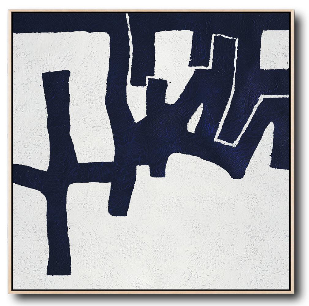 Navy Blue Minimalist Painting #NV123A - Click Image to Close